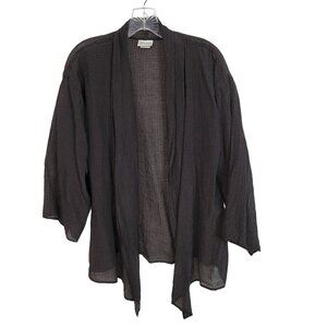 Habitat Size M Jacket Sheer Open Linen Blend Lagenlook Plaid Drapey Woven Gauze